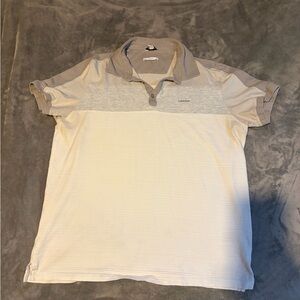 Calvin Klein Men's Cream and Gray Polo Shirt